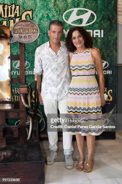 Javier Banderas and Maria Angeles attend 'La Familia Addams' Malaga premiere on July 12, 2018 in Malaga, Spain.
