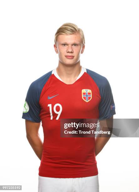 Erling Braut Haaland of Norway during G19 Men Photocall at Thon Arena on July 12, 2018 in Lillestrom, Norway.