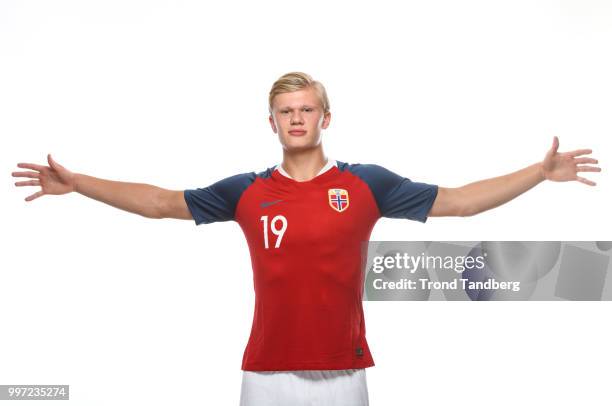 Erling Braut Haaland of Norway during G19 Men Photocall at Thon Arena on July 12, 2018 in Lillestrom, Norway.