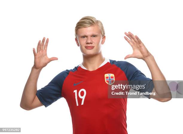 Erling Braut Haaland of Norway during G19 Men Photocall at Thon Arena on July 12, 2018 in Lillestrom, Norway.