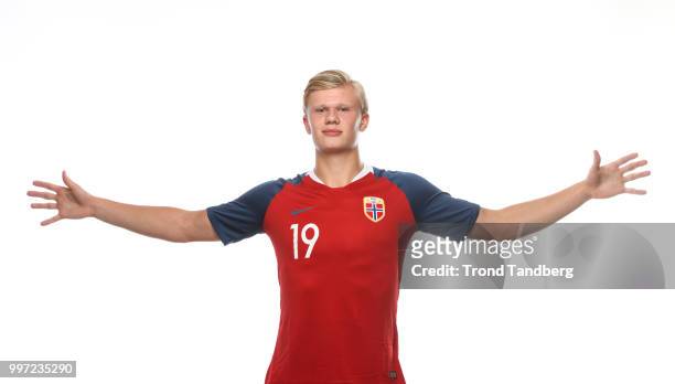 Erling Braut Haaland of Norway during G19 Men Photocall at Thon Arena on July 12, 2018 in Lillestrom, Norway.