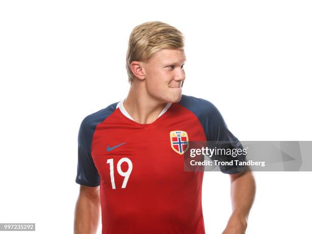 Erling Braut Haaland of Norway during G19 Men Photocall at Thon Arena on July 12, 2018 in Lillestrom, Norway.