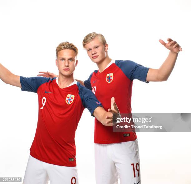 Erik Botheim, Erling Braut Haaland of Norway during G19 Men Photocall at Thon Arena on July 12, 2018 in Lillestrom, Norway.