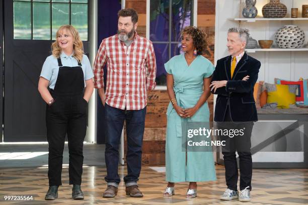 You Crafty" Episode 101 -- Pictured: Amy Poehler, Nick Offferman, Dayna Johnson, Simon Doonan --