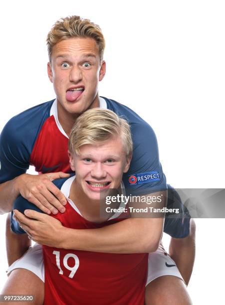 Erik Botheim, Erling Braut Haaland of Norway during G19 Men Photocall at Thon Arena on July 12, 2018 in Lillestrom, Norway.