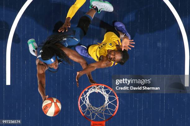 Sylvia Fowles of the Minnesota Lynx shoots the ball against the Los Angeles Sparks on July 5, 2018 at Target Center in Minneapolis, Minnesota. NOTE...