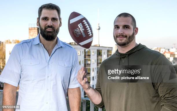 The German former NFL American football players Sebastian Vollmer and Bjoern Werner at the DAZN x NFL RedZone viewing event in Berlin, Germany, 15...