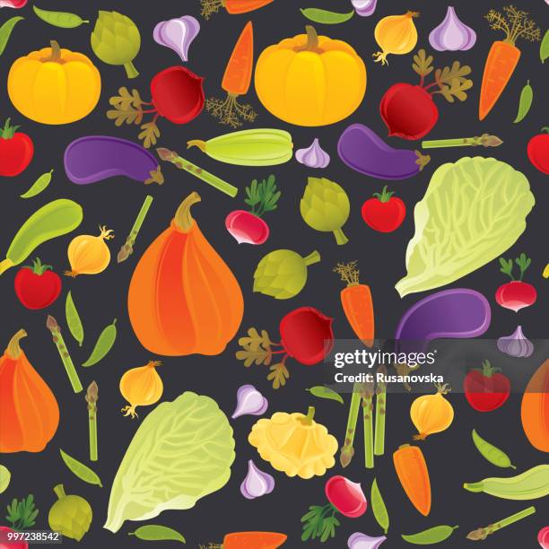 vegetables seamless pattern - artichoke pattern stock illustrations