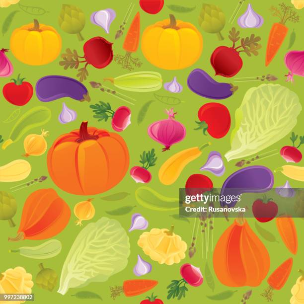 vegetables seamless pattern - artichoke pattern stock illustrations