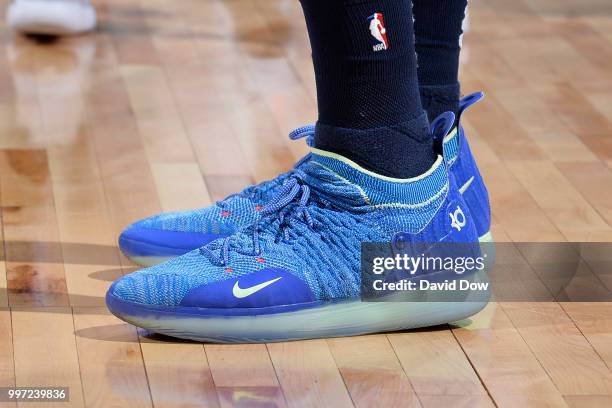 The sneakers of Jaren Jackson Jr. #13 of the Memphis Grizzlies during the game against the Oklahoma City Thunder during the 2018 Las Vegas Summer...