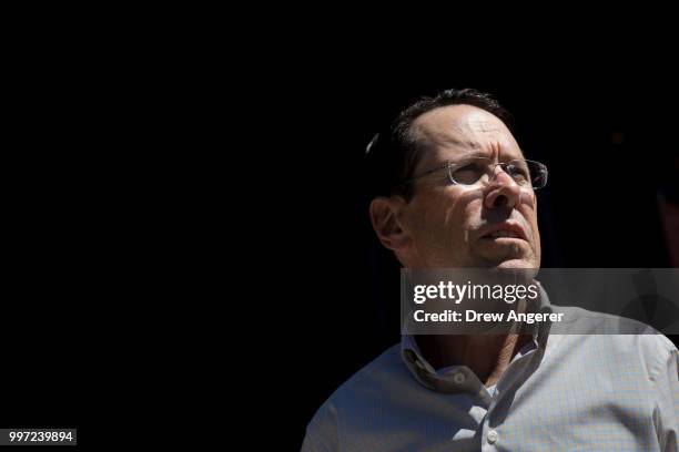 Randall Stephenson, chief executive officer of AT&T, attends the annual Allen & Company Sun Valley Conference, July 12, 2018 in Sun Valley, Idaho....