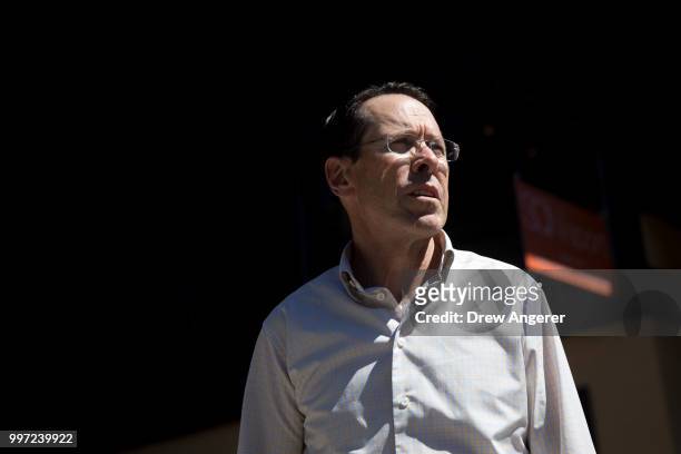 Randall Stephenson, chief executive officer of AT&T, attends the annual Allen & Company Sun Valley Conference, July 12, 2018 in Sun Valley, Idaho....