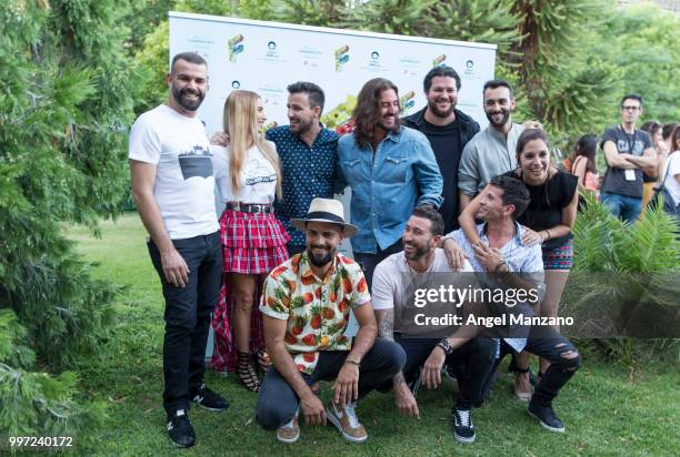 India Martinez, Diego Cantero, Andres Suarez, Leire Martinez and David DeMaria attend photocall in Funambulista concert at Noches del Bótanico...