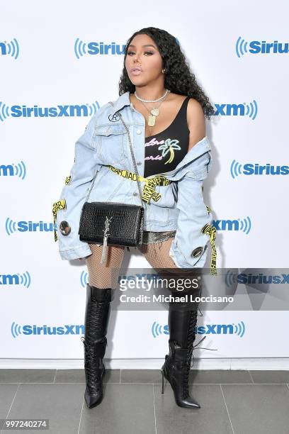Lil' Kim visits SiriusXM Studios on July 12, 2018 in New York City.