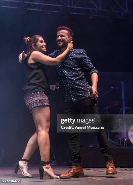 Funambulista and Leire Martinez performs in concert at Noches del Bótanico Festival on July 12, 2018 in Madrid, Spain.