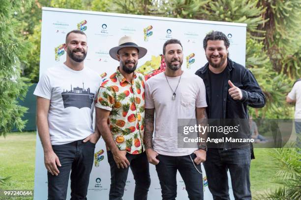 Arturo Sosa, Javier Moreno,Ivan Torres and Nau Barreto from Efecto Pasillo attend photocall in Funambulista concert at Noches del Bótanico Festival...