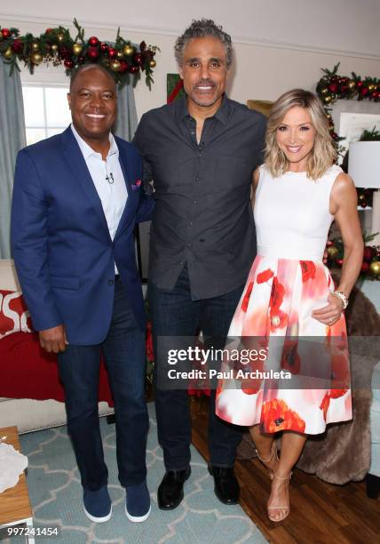 Rodney Peete, Rick Fox and Debbie Matenopoulos visit Hallmark's "Home & Family" celebrating 'Christmas In July' at Universal Studios Hollywood on...