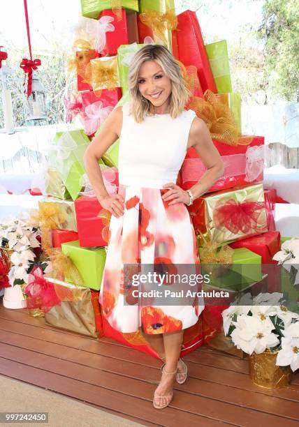 Host Debbie Matenopoulos on set of Hallmark's "Home & Family" celebrating 'Christmas In July' at Universal Studios Hollywood on July 12, 2018 in...