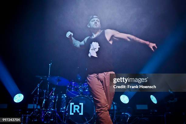 Puerto Rican rapper Rene Perez Joglar aka Residente performs live on stage during a concert at the Columbiahalle on July 12, 2018 in Berlin, Germany.