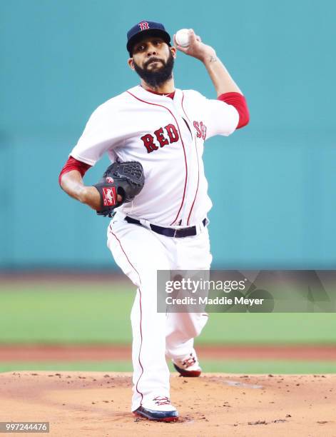 David Price of the Boston Red Sox pitches against the Toronto Blue Jays during the first inning at Fenway Park on July 12, 2018 in Boston,...