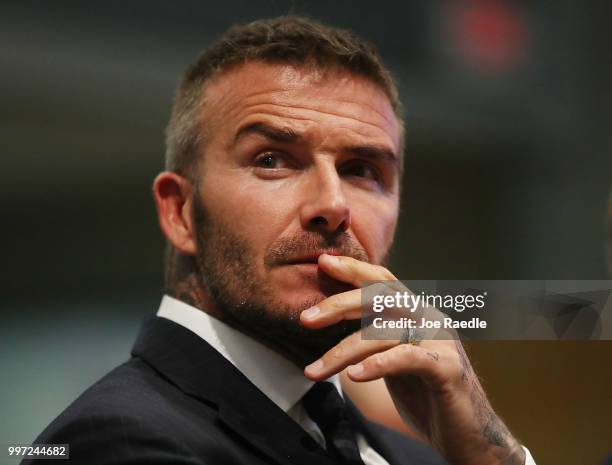 David Beckham attends a meeting at the Miami City Hall during a public hearing about building a Major League soccer stadium on a public golf course...