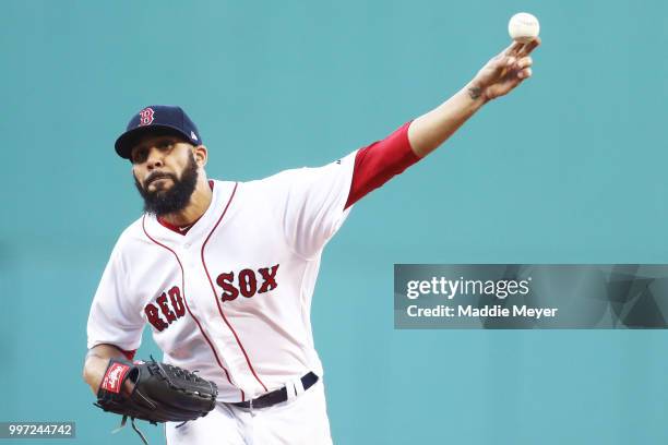 David Price of the Boston Red Sox pitches against the Toronto Blue Jays during the first inning at Fenway Park on July 12, 2018 in Boston,...