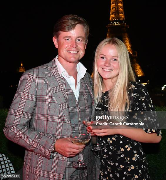 Caspar Phillipson and guest attend the cast reception following the global premiere of 'Mission: Impossible - Fallout' at Cafe de l'Homme on July 12,...