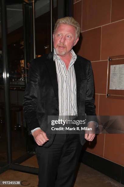 Boris Becker leaving C London restaurant on July 12, 2018 in London, England.