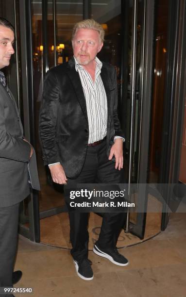 Boris Becker leaving C London restaurant on July 12, 2018 in London, England.