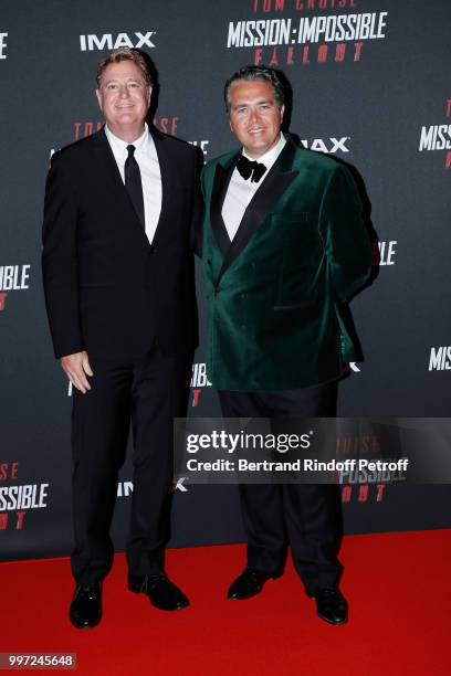 Jim Gianopulos and Randy Spendlove attend the Global Premiere of 'Mission: Impossible - Fallout' at Palais de Chaillot on July 12, 2018 in Paris,...