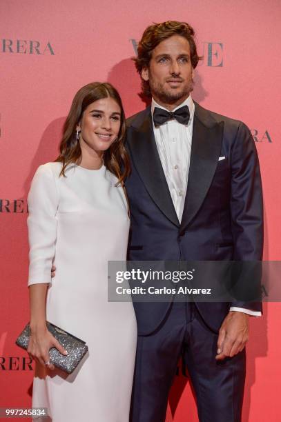 Sandra Gago and Feliciano Lopez attend Vogue 30th Anniversary Party at Casa Velazquez on July 12, 2018 in Madrid, Spain.