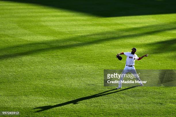 David Price of the Boston Red Sox warms up before the game against the Toronto Blue Jays at Fenway Park on July 12, 2018 in Boston, Massachusetts.