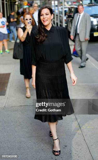 Liv Tyler arrives at 'The Late Show With Stephen Colbert' at the Ed Sullivan Theater on July 12, 2018 in New York City.