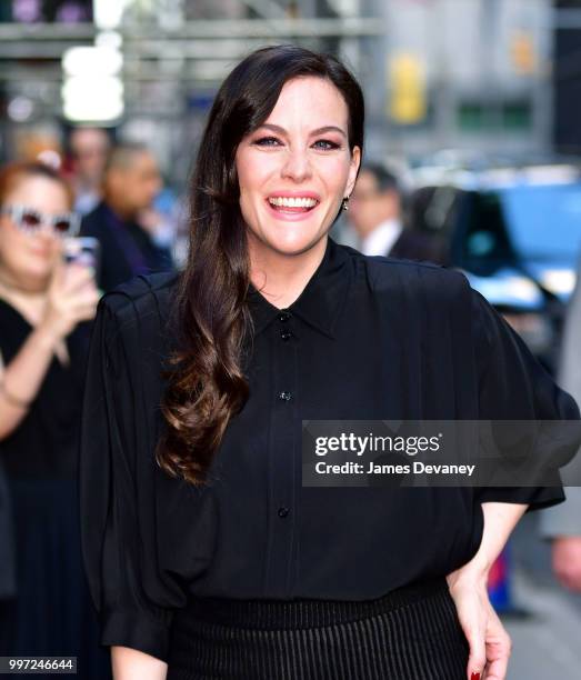 Liv Tyler arrives at 'The Late Show With Stephen Colbert' at the Ed Sullivan Theater on July 12, 2018 in New York City.