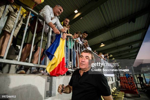 Gheorghe Hagi of Viitorul, with supporters after the game during the match between Racing FC Union Luxembourg v FC Viitorul Constanta at the Stade...