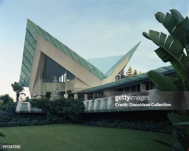 The Bowler House aka "Bird of Paradise" house designed by architect Frank Lloyd Wright, Jr. Aka Lloyd Wright on December 8, 1975 in Rancho Palos...