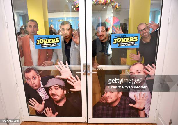 Joe Gatto, Brian Quinn, Sal Vulcano and James Murray attend the opening event for the Impractical Jokers: Homecoming Exhibit, a celebration of the...