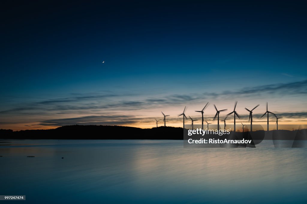 Wind-Turbinen Bewegung Landschaft Sonnenuntergang