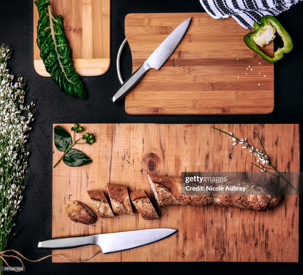 Grain Filled Baguette on Textured Background