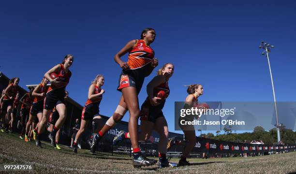 Central take the field during the AFLW U18 Championships match between Vic Metro v Central Allies at Bond University on July 13, 2018 in Gold Coast,...