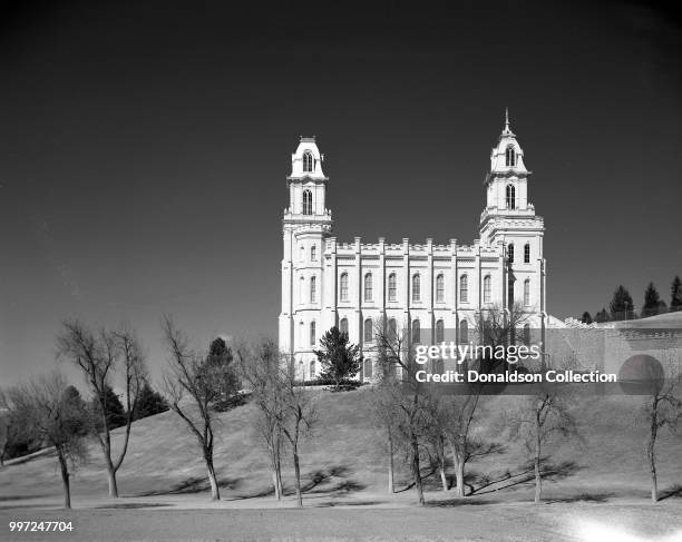 The Manti Temple in March 1971 in Manti, Utah.