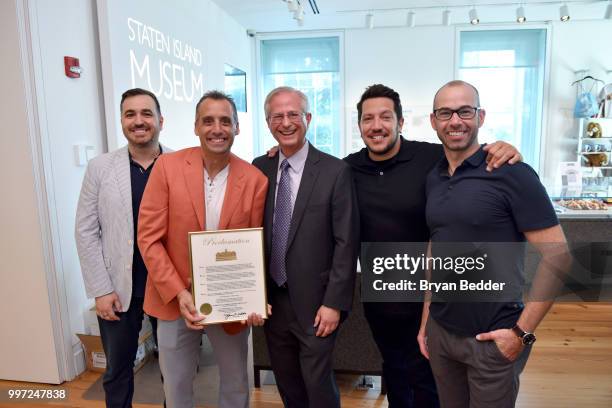 Brian Quinn, Joe Gatto, Deputy Burough President Ed Burke, Sal Vulcano and James Murray attend the opening event for the Impractical Jokers:...