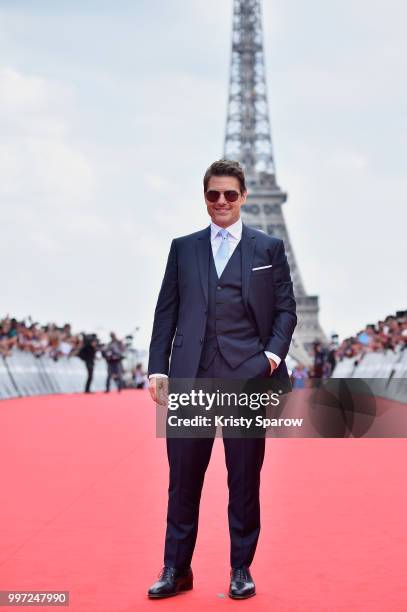 Tom Cruise attends the Global Premiere of 'Mission: Impossible - Fallout' at Palais de Chaillot on July 12, 2018 in Paris, France.