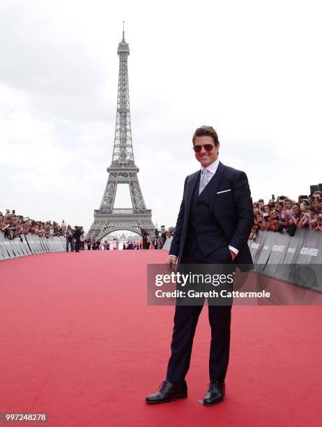 Tom Cruise attends the Global Premiere of 'Mission: Impossible - Fallout' at Palais de Chaillot on July 12, 2018 in Paris, France.