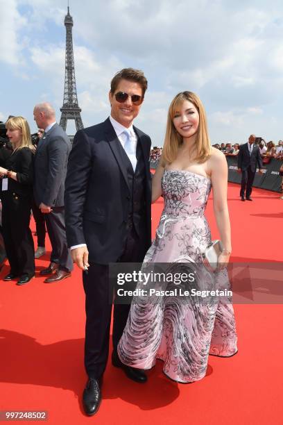 Tom Cruise and Alix Benezech attend the Global Premiere of 'Mission: Impossible - Fallout' at Palais de Chaillot on July 12, 2018 in Paris, France.