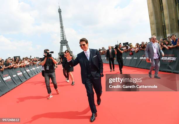Tom Cruise attends the Global Premiere of 'Mission: Impossible - Fallout' at Palais de Chaillot on July 12, 2018 in Paris, France.