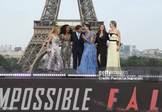 Alix Benezech, Angela Bassett, Tom Cruise, Michelle Monaghan, Rebecca Ferguson and Vanessa Kirby attend the Global Premiere of 'Mission: Impossible -...