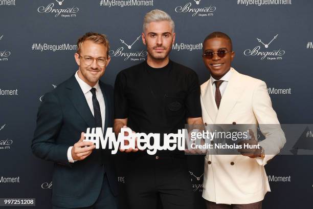 Patrick Janelle, Joey Zauzig, and Igee Okafor attend the Breguet "Classic Tour" at Carnegie Hall on July 12, 2018 in New York City.