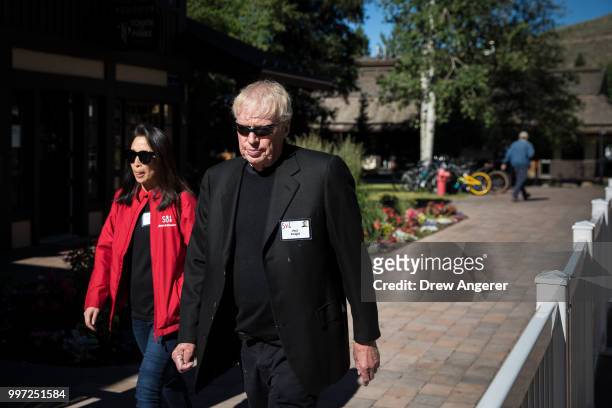 Phil Knight, co-founder and chairman emeritus of Nike, attends the annual Allen & Company Sun Valley Conference, July 12, 2018 in Sun Valley, Idaho....