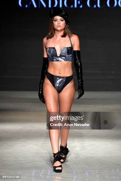 Model walks the runway for Candice Cuoco at Miami Swim Week powered by Art Hearts Fashion Swim/Resort 2018/19 at Faena Forum on July 12, 2018 in...